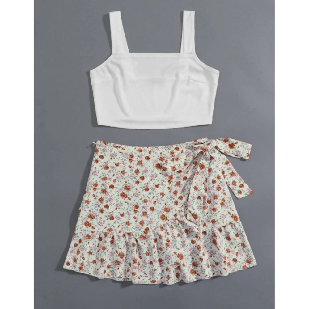 NWOT Ditsy floral wrap skirt w/ crop top shein - Picture 2 of 5